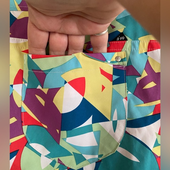 NVO Sport Golf Long Shorts. Multicolor Geometric Pattern Peddle Pusher. Size 8. - Picture 7 of 15